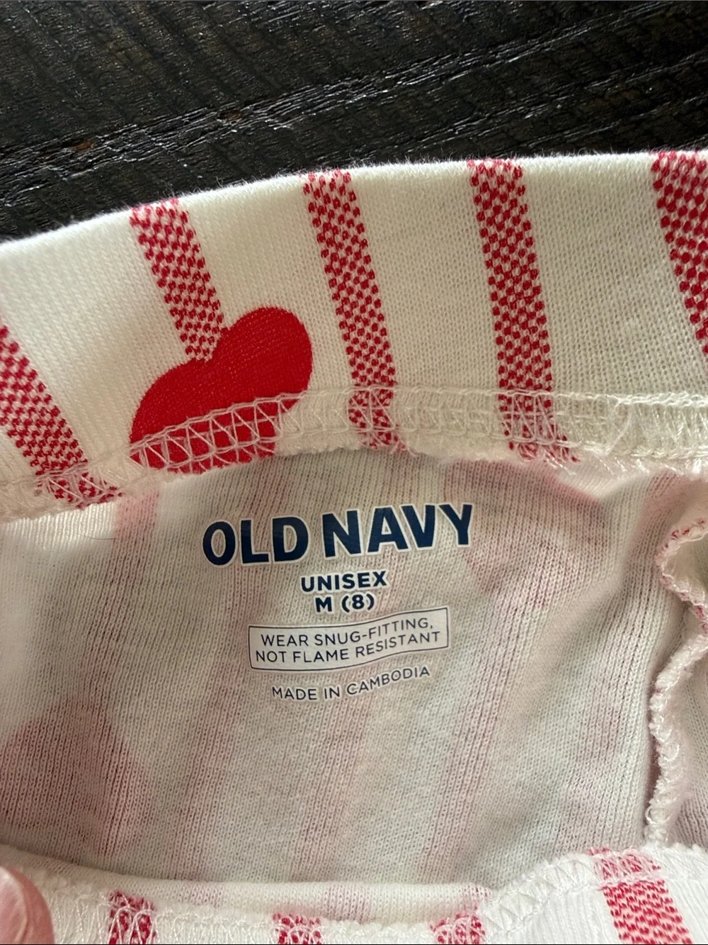 Old Navy White & Red Heart Stripe Kids Pajama Set
